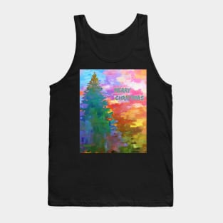 Merry Christmas colorful abstract with tree Tank Top